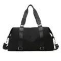 Black quilted travel duffel bag large capacity gym bag waterproof fitness bag for women - Black