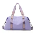 Large capacity quilted gym duffel bag for women, waterproof travel bag and yoga handbag. - Light Purple