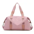 Pink quilted gym bag women sports yoga duffel waterproof large capacity travel bag - Light Pink