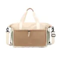 Expandable Large Capacity Travel Duffel Bag, Beige and Brown Color Block Waterproof Luggage Bag - Khaki