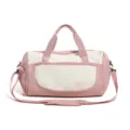 Pink and white travel duffel bag with large capacity, gym sports bag with shoulder strap. - With Tag / Pink