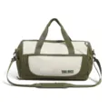 Large capacity duffel bag for travel, green and white canvas shoulder bag with waterproof zip. - With Tag / Green