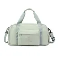 Large capacity waterproof travel duffel bag with shoulder strap in light green color. - Light Green