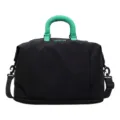 Large capacity travel duffel bag with green handle lightweight waterproof weekend bag - Black