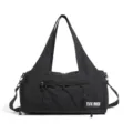 Black yoga fitness duffel bag large capacity travel storage bag with adjustable straps - With Tag / Black