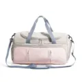 Versatile large capacity nylon travel duffel bag with shoulder strap and pink front pocket. - Gray without Label