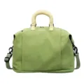 Large capacity travel duffel bag in fresh green with comfortable handles and shoulder strap. - Green