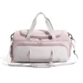 Pink large capacity nylon travel duffel bag, lightweight sports gym bag for women and men. - Purple Without Label