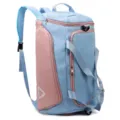 Multifunctional travel backpack and handbag in blue and pink, ideal for college and daily use. - Blue & Pink
