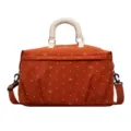 Expandable travel duffel bag with cute polka dot bow print, dry wet separation fitness bag for gym. - Orange