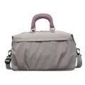 Expandable travel duffel bag with cute polka dot and bow pattern, large capacity luggage bag. - Gray