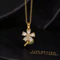 Elegante collar con colgante de flor y circonitas brillantes, joyería de moda lujosa. - Estilo De Flor Única (E)