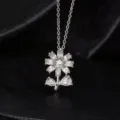 Silberne Sonnenblume Anhänger Halskette glänzende Zirkonia Schlüsselbein Kette Schmuck - Silber Voller Strass Saubere Oberfläche Stil (D)