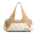 Large Capacity Yoga Gym Bag Khaki Beige Travel Duffel Bag with Elastic Cords and Straps - With Tag / Khaki