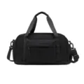Black waterproof travel duffel bag for men and women, large capacity gym sports bag. - Black
