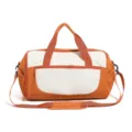 Orange and white colorblock travel duffel bag, large capacity sports gym bag with shoulder strap. - No Tag / Orange