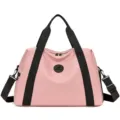 Pink travel duffel bag, lightweight gym sports bag with adjustable shoulder strap. - Pink