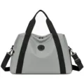 Grey travel duffel bag large capacity sports gym bag with black straps and shoulder handle - Gray