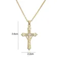 Collar con colgante de cruz dorada con pedrería brillante y elegante diseño vintage de filigrana. - Estilo E2 Cobre Chapado En Oro