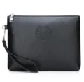 Sac pochette homme en cuir PU noir simple grande capacite portefeuille poignet affaires - Texture d'écorce noire