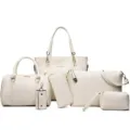 Conjunto de 6 bolsos de mano blancos para mujer con relieve floral elegante bolso - Beige