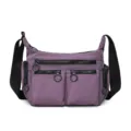Lila Mehrfächer lässige Umhängetasche, unisex Workwear Stil Schultertasche mit Reißverschluss. - Lila