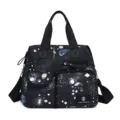Sac cabas bandoulière étanche en tissu Oxford imprimé ciel étoilé noir et poches - Noir
