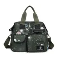 Sac à bandoulière en tissu oxford vert foncé avec motif étoilé et multiples poches. - Vert Militaire
