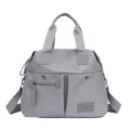 Sac cabas gris en nylon, sac bandoulière décontracté avec poches pour femmes travail. - Gris