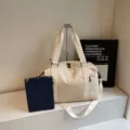 Waterproof large capacity travel duffel bag in cream white, stylish gym and yoga fitness bag. - Off White