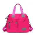 Grand sac cabas epaule bandouliere en nylon pour femmes rose voyage style casual chic - Rose rouge