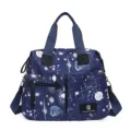 Sac à langer multifonctionnel de grande capacité avec imprimé galaxie et bandoulière - Bleu