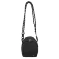 Petit sac bandoulière noir avec sangle à motifs, sac décontracté léger à compartiments multiples. - Noir