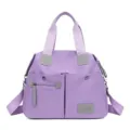 Stijlvolle paarse nylon schoudertas tote, grote capaciteit dagelijkse tas voor vrouwen. - Violet