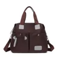 Vrouwen grote capaciteit oxford doek schouder crossbody tote tas donkerbruin dagelijks - Donkerbruin