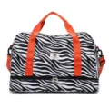 Gran bolsa de viaje con estampado de cebra y asas naranjas con funda para carrito para mujeres, ideal. - Estampado de Cebra Rosa