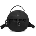 Sac à bandoulière rond noir pour femme, sac à main décontracté stylé avec poignée. - Noir