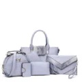 Ensemble de 6 sacs à main imitation serpent violet clair bandoulière pochette portefeuille - Gris clair