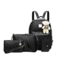 Élégant ensemble de 4 sacs à main noirs pour femme comprenant sac à dos et bandoulière. - Noir