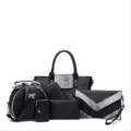 2025 printemps femmes sac à main ensemble motif serpent six pièces noir mode sac - Noir