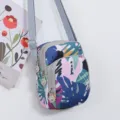 Petit sac bandoulière en nylon pour femme, sacoche de téléphone imprimé feuillage. - Fleur de Bonheur