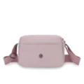 Sac bandoulière en nylon rose, sac quotidien léger avec bandoulière réglable et multiples poches. - Rose