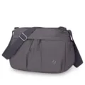 Sac bandoulière en nylon gris foncé, sac décontracté multi-poches pour voyage et quotidien. - Gris