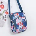 Sac bandoulière vertical en nylon à fleurs, mini sac de téléphone bleu pour femmes. - Ginkgo