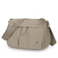 Sac bandoulière léger en nylon avec plusieurs poches et sangle réglable pour voyage quotidien. - Kaki
