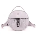 Sac Bandoulière Rond Joli Petit Sac à Main Décontracté avec Cordon et Poignée - Mauve Clair