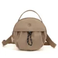 Sac à bandoulière rond en nylon avec cordon de serrage et poignée pour femmes. - Kaki