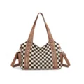Borsa a tracolla da donna con motivo a quadri elegante borsa a mano casual e minimalista. - Scacchi Marrone