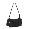 Borsa a tracolla nera in nylon borsa hobo casual con tasche multiple elegante borsa da donna - Nero
