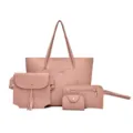 Ροζ σετ γυναικεία τσάντα τεσσάρων τεμαχίων shopper χιαστί πορτοφόλι καλοκαίρι - Ροζ